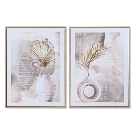 Quadro Home ESPRIT Bianco Grigio Vaso Scandinavo 45 x 2,5 x 60 cm (2 Unità)