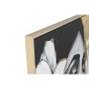 Quadro Home ESPRIT Bianco Nero Grigio Dorato Donna (2 Unità)