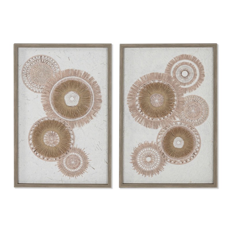 Tela Home ESPRIT Bianco Naturale Boho 40 x 3 x 60 cm (2 Unità) Tela Home ESPRIT Bianco Naturale Boho 40 x 3 x 60 cm (2 Unità)
