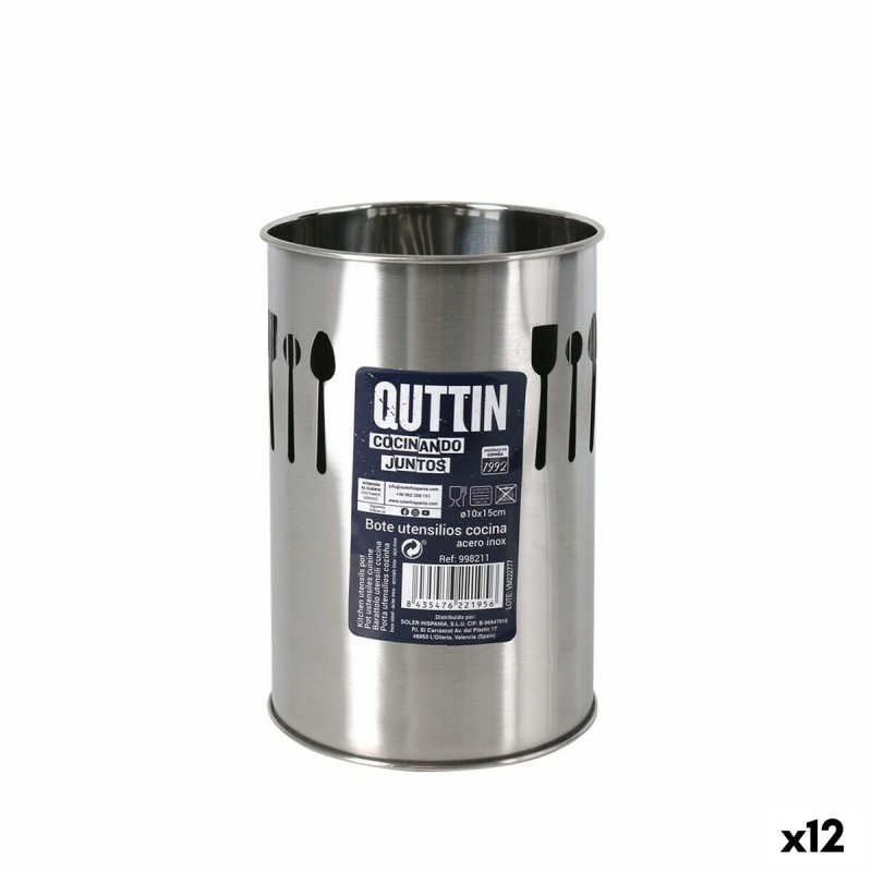 Contenitore per Utensili da Cucina Quttin Argentato Acciaio inossidabile 10 x 15 x 10 cm (12 Unità) Contenitore per Utensili da Cucina Quttin Argentato Acciaio inossidabile 10 x 15 x 10 cm (12 Unità)
