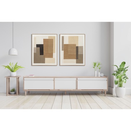Quadro Home ESPRIT Marrone Beige Astratto Città 80 x 4,5 x 100 cm (2 Unità)