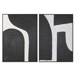 Quadro Home ESPRIT Bianco Nero Astratto 103 x 4,3 x 143 cm (2 Unità)