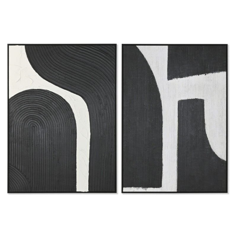 Quadro Home ESPRIT Bianco Nero Astratto 103 x 4,3 x 143 cm (2 Unità) Quadro Home ESPRIT Bianco Nero Astratto 103 x 4,3 x 143 cm (2 Unità)