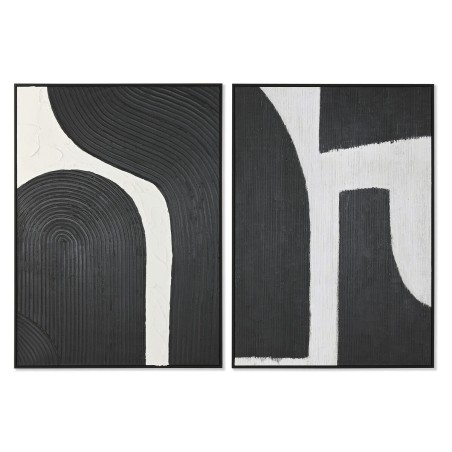 Quadro Home ESPRIT Bianco Nero Astratto 103 x 4,3 x 143 cm (2 Unità)