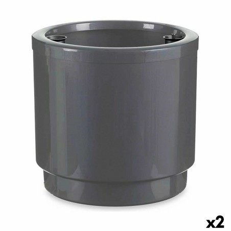 Vaso Autoirrigante Ibergarden 4138-PLA Argentato polipropilene 38 x 37,5 x 38 cm 38 x 37 x 38 cm (2 Unità)