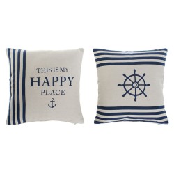 Cuscino Home ESPRIT Bianco Blu Marino 45 x 10 x 45 cm (2 Unità)