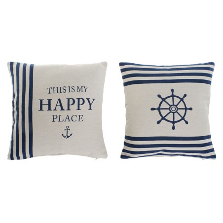 Cuscino Home ESPRIT Bianco Blu Marino 45 x 10 x 45 cm (2 Unità)