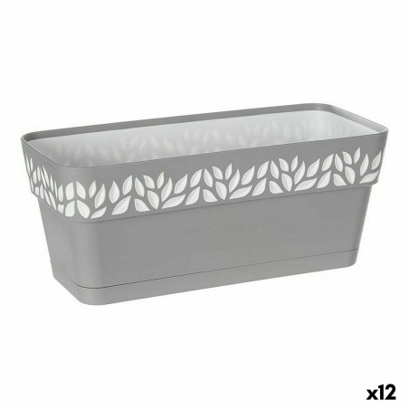 Vaso rettangolare da Balcone Stefanplast Cloe Bianco Grigio Plastica 13,3 x 12,3 x 29,3 cm (12 Unità)