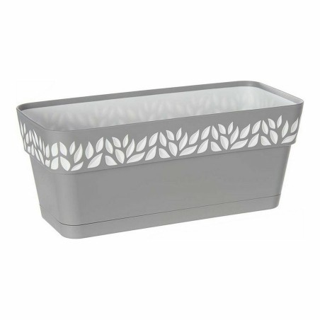 Vaso rettangolare da Balcone Stefanplast Cloe Bianco Grigio Plastica 13,3 x 12,3 x 29,3 cm (12 Unità)