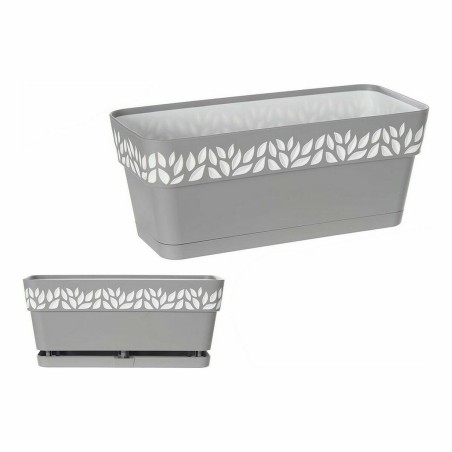 Vaso rettangolare da Balcone Stefanplast Cloe Bianco Grigio Plastica 13,3 x 12,3 x 29,3 cm (12 Unità)