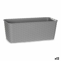 Vaso rettangolare da Balcone Stefanplast 73660 Grigio Plastica 13 x 11 x 29 cm (12 Unità)