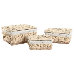 Cesto per i Panni Sporchi Home ESPRIT Naturale vimini Shabby Chic 42 x 33 x 20 cm 3 Pezzi