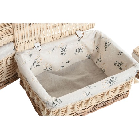 Cesto per i Panni Sporchi Home ESPRIT Naturale vimini Shabby Chic 42 x 33 x 20 cm 3 Pezzi