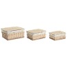 Cesto per i Panni Sporchi Home ESPRIT Naturale vimini Shabby Chic 42 x 33 x 20 cm 3 Pezzi