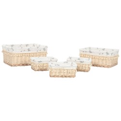Cesto per i Panni Sporchi Home ESPRIT Naturale vimini Shabby Chic 48 x 38 x 22 cm 5 Pezzi