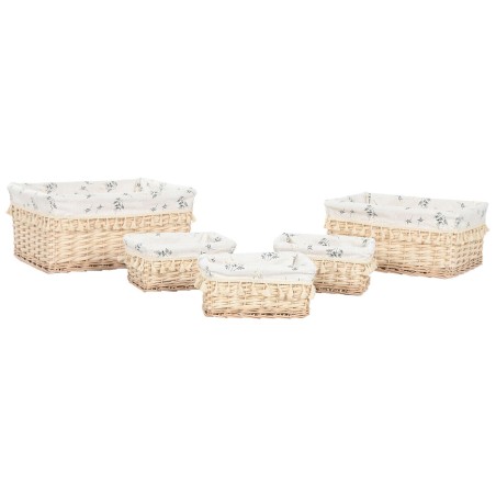 Cesto per i Panni Sporchi Home ESPRIT Naturale vimini Shabby Chic 48 x 38 x 22 cm 5 Pezzi