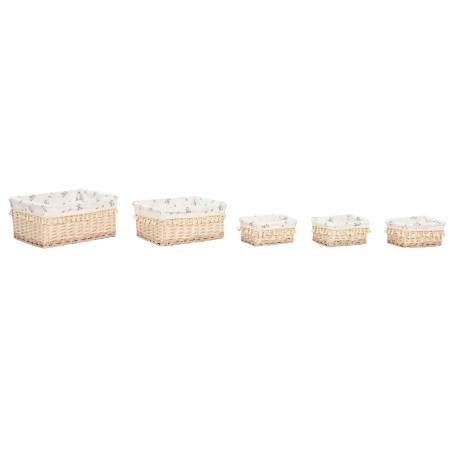 Cesto per i Panni Sporchi Home ESPRIT Naturale vimini Shabby Chic 48 x 38 x 22 cm 5 Pezzi