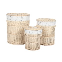 Cesto per i Panni Sporchi Home ESPRIT Naturale vimini Shabby Chic 45 x 45 x 55 cm 3 Pezzi