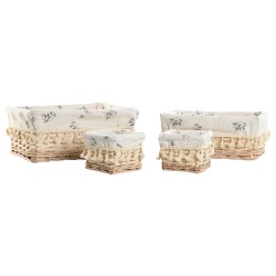 Cesto per i Panni Sporchi Home ESPRIT Naturale vimini Shabby Chic 36 x 25 x 16 cm 4 Pezzi