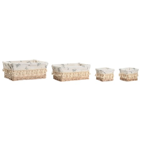 Cesto per i Panni Sporchi Home ESPRIT Naturale vimini Shabby Chic 36 x 25 x 16 cm 4 Pezzi