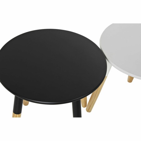 Tavolo aggiuntivo DKD Home Decor Bianco Nero Legno (48 x 48 x 48 cm) (2 pcs)