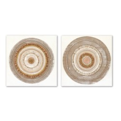 Quadro Home ESPRIT Beige Naturale Cerchi Scandinavo 80 x 3 x 80 cm (2 Unità)