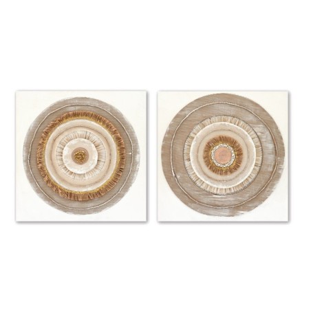 Quadro Home ESPRIT Beige Naturale Cerchi Scandinavo 80 x 3 x 80 cm (2 Unità)