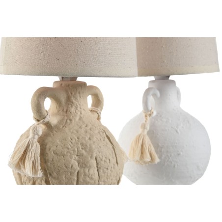 Lampada da tavolo Home ESPRIT Bianco Beige Ceramica 220 V 15 x 15 x 28 cm (2 Unità)