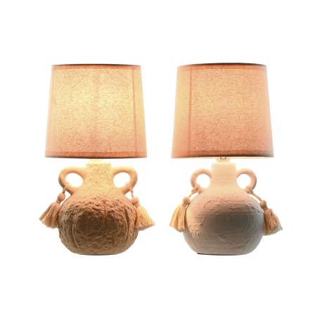 Lampada da tavolo Home ESPRIT Bianco Beige Ceramica 220 V 15 x 15 x 28 cm (2 Unità)