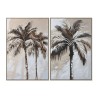 Quadro Home ESPRIT Marrone Beige Dorato polistirene Tela Palme Tropicale (2 Unità)