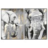 Quadro DKD Home Decor Bianco Nero Grigio Dorato Elefante Coloniale 100 x 4 x 140 cm (2 Unità)