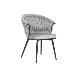 Sedia da Sala da Pranzo Home ESPRIT Nero Grigio Poliestere Metallo 60 x 66 x 84 cm 66 x 60 x 84 cm