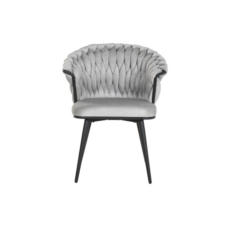 Sedia da Sala da Pranzo Home ESPRIT Nero Grigio Poliestere Metallo 60 x 66 x 84 cm 66 x 60 x 84 cm