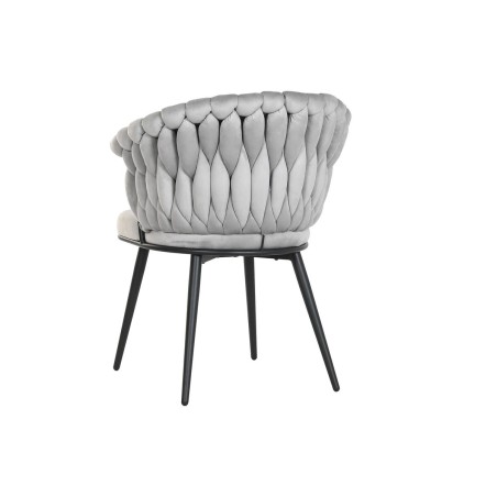 Sedia da Sala da Pranzo Home ESPRIT Nero Grigio Poliestere Metallo 60 x 66 x 84 cm 66 x 60 x 84 cm