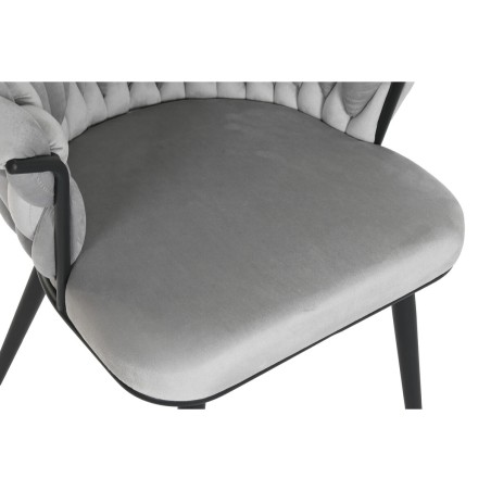 Sedia da Sala da Pranzo Home ESPRIT Nero Grigio Poliestere Metallo 60 x 66 x 84 cm 66 x 60 x 84 cm