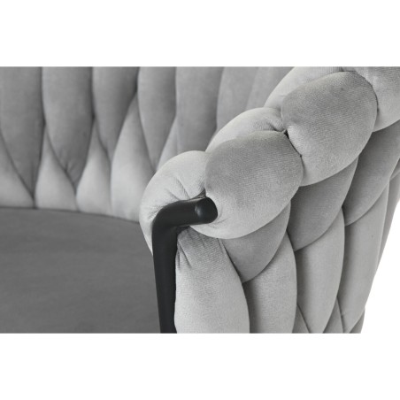 Sedia da Sala da Pranzo Home ESPRIT Nero Grigio Poliestere Metallo 60 x 66 x 84 cm 66 x 60 x 84 cm