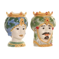 Vaso Home ESPRIT Verde Multicolore Porcellana 15 x 15 x 26.5 cm (2 Unità)