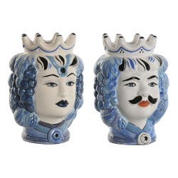 Vaso Home ESPRIT Azzurro Bianco Porcellana 15 x 15 x 26 cm