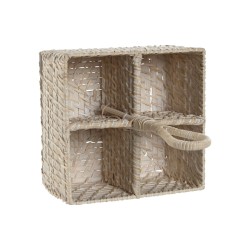Cestello per posate Home ESPRIT Bianco Naturale Bambù 19 x 19 x 27 cm