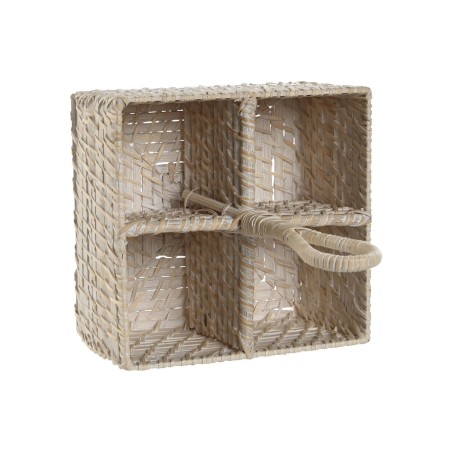 Cestello per posate Home ESPRIT Bianco Naturale Bambù 19 x 19 x 27 cm