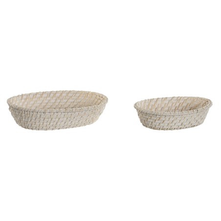 Set di Cestini Home ESPRIT Bianco Naturale Bambù Rattan 29 x 22 x 7 cm