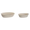 Set di Cestini Home ESPRIT Bianco Naturale Bambù Rattan 29 x 22 x 7 cm