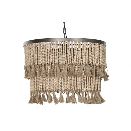 Lampadario Home ESPRIT Marrone Naturale Legno Metallo 50 W 61 x 61 x 117 cm
