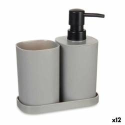 Set da Bagno Berilo B8108-S3-GREY Nero Grigio polipropilene (12 Unità)
