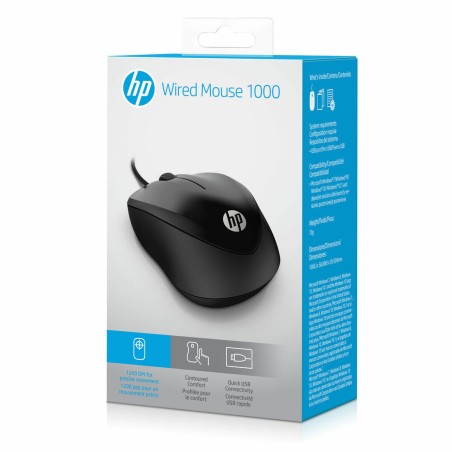 Mouse con Cavo e Sensore Ottico HP 4QM14AAABB Nero