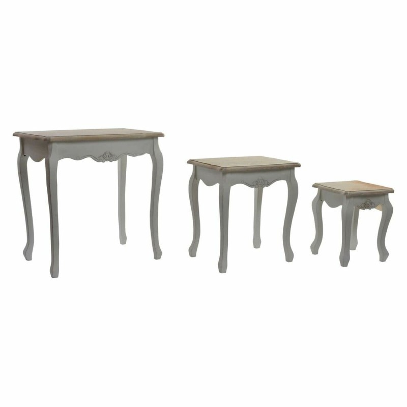 Set di 3 tavoli DKD Home Decor Legno Bianco (60 x 40 x 61 cm) (3 pcs) Set di 3 tavoli DKD Home Decor Legno Bianco (60 x 40 x 61 cm) (3 pcs)