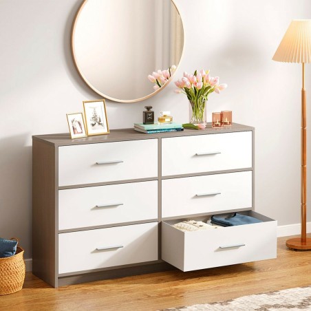 Cassettiera Max Home Bianco Grigio Moderno 114 x 70 x 30 cm