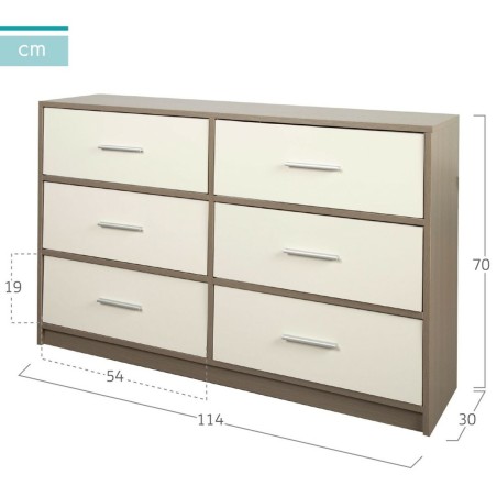 Cassettiera Max Home Bianco Grigio Moderno 114 x 70 x 30 cm