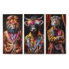Quadro Home ESPRIT Giallo Azzurro Nero Rosa Animale Moderno Laccato 50 x 4 x 100 cm (3 Unità)