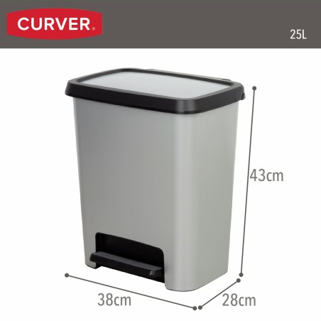 Secchio della spazzatura Curver Grigio Plastica 25 L (5 Unità)
